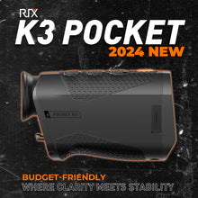 Load image into Gallery viewer, RIX K3 Pocket thermal monocular with features highlighted such as expansive field of view, waterproof capability, photo and video recording, and Wi-Fi integration.